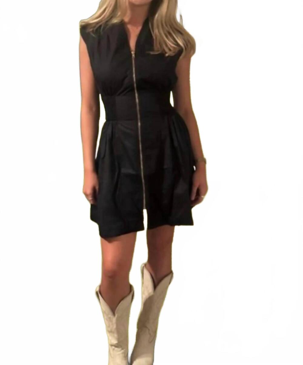 NEW UMGEE sleeveless zip-up mini dress in black